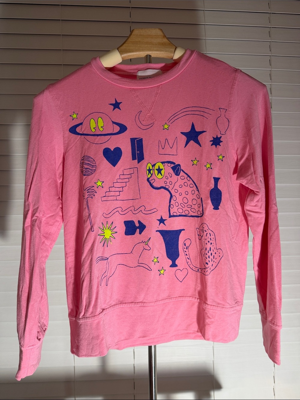 Girls' Pink Graphic Crew Sweatshirt with Playful Print